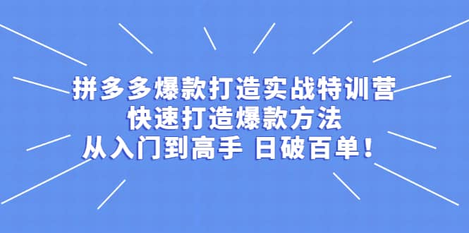 拼多多爆款打造实战特训营：快速打造爆款方法，从入门到高手 日破百单