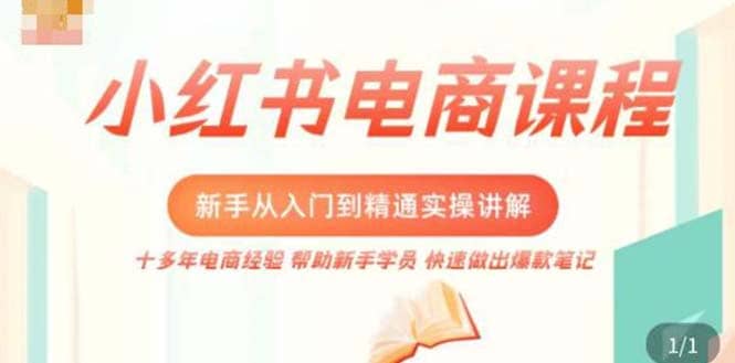 小红书电商新手入门到精通实操课，从入门到精通做爆款笔记，开店运营