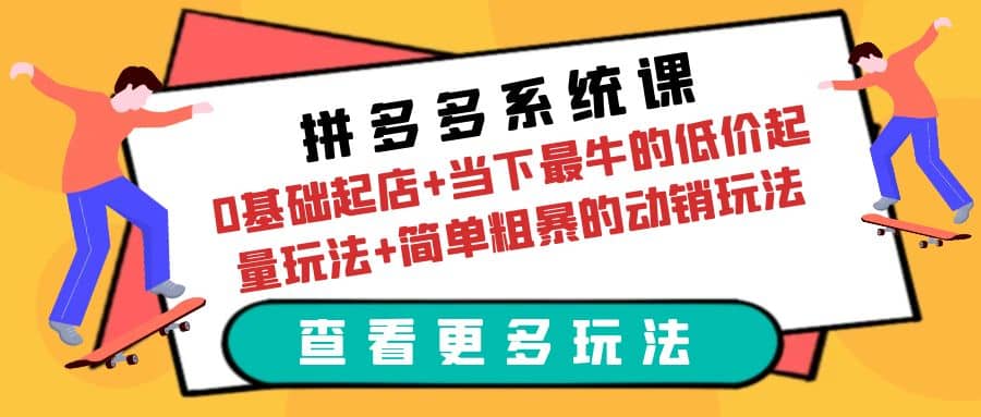 拼多多系统课：0基础起店 当下最牛的低价起量玩法 简单粗暴的动销玩法