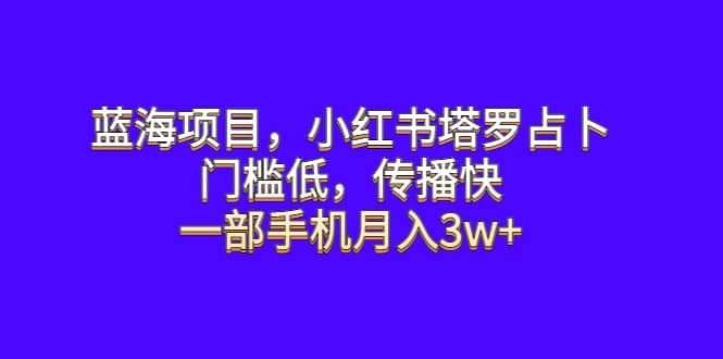 蓝海项目，小红书塔罗占卜，门槛低，传播快，一部手机月入3w