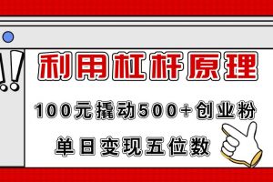 利用杠杆100元撬动500+创业粉，单日变现5位数