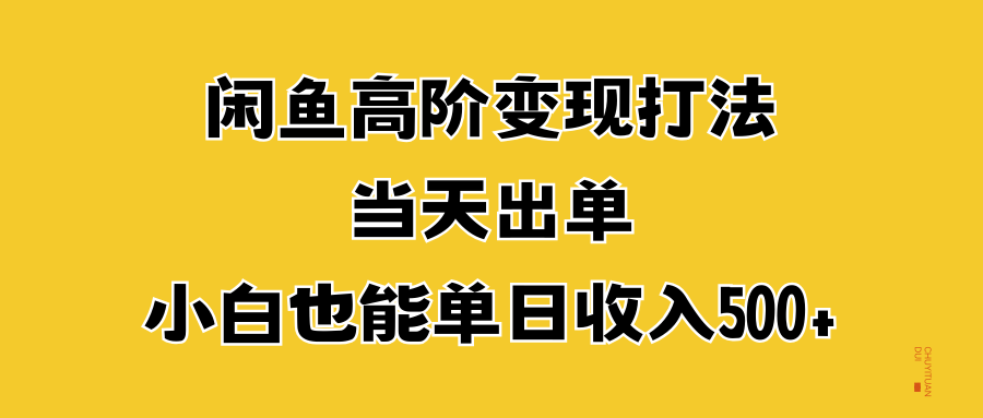 闲鱼高阶变现打法，当天出单，小白也能单日收入500+