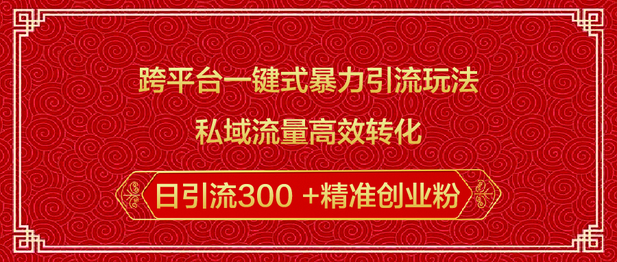 跨平台一键式暴力引流玩法，私域流量高效转化日引流300 +精准创业粉