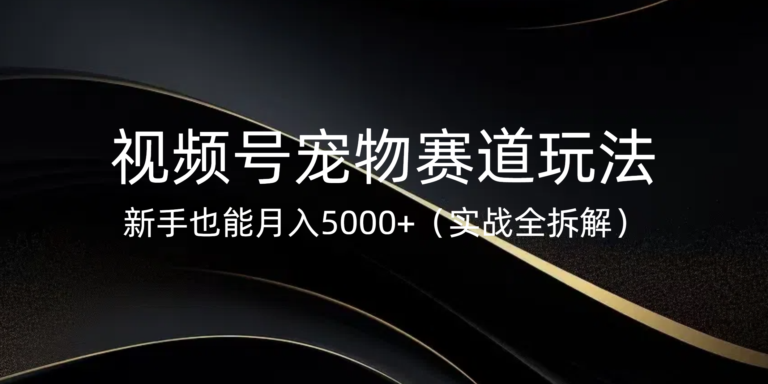 视频号宠物赛道玩法，新手也能月入5000+（实战全拆解）