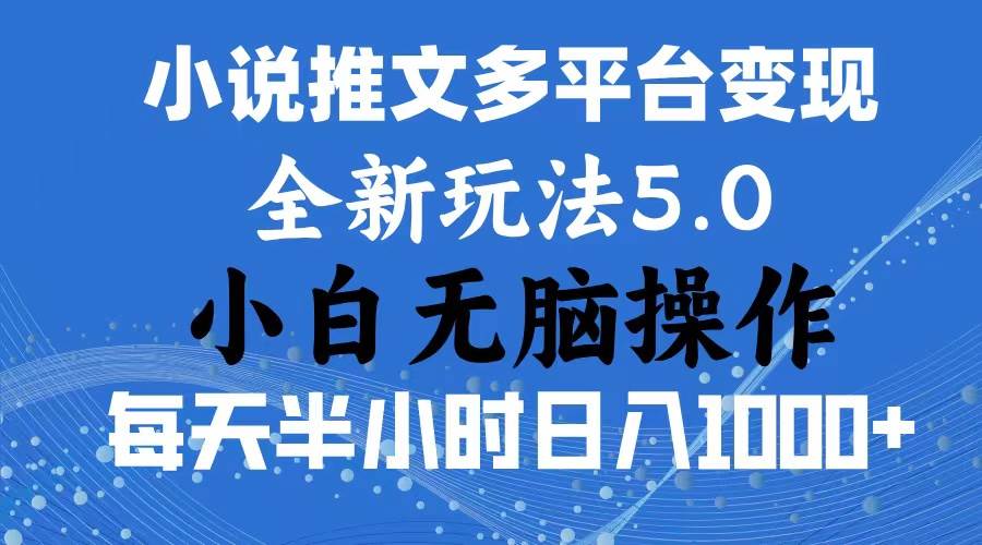 2024年6月份一件分发加持小说推文暴力玩法 新手小白无脑操作日入1000+ ...